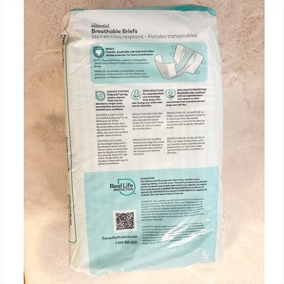 NWT Tranquility Essential Incontinence Brief S Breathable, 2744, Heavy, 10 Ct - Picture 6 of 11